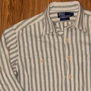 Vintage Polo Ralph Lauren Collier Linen Classic Stripe Long Sleeve Workshirt